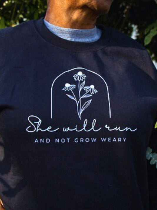 Everyday Inspiration Cozy Crewneck - She will run and not grow weary